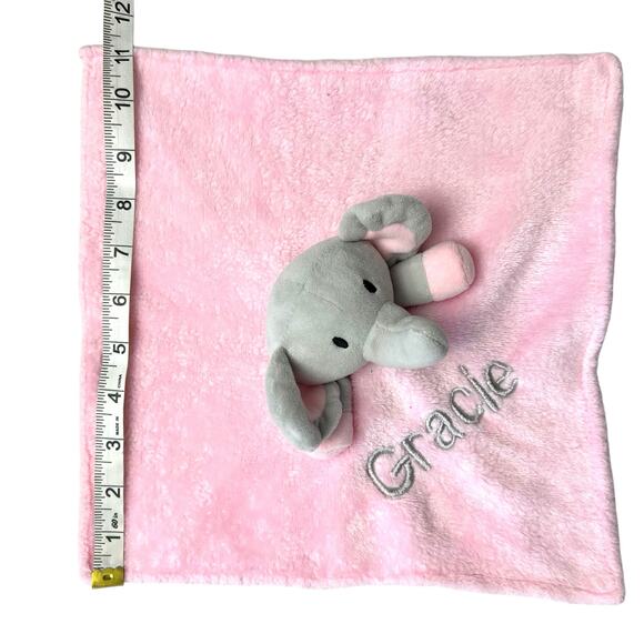 Elephant Baby Infant Security Blanket Embroidered “Gracie” Lovey Plush Fleece - Picture 6 of 10
